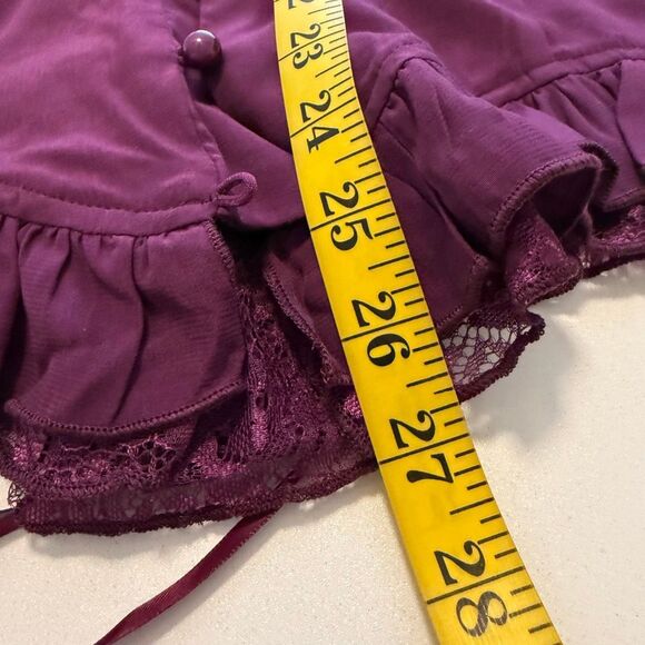 Scarlet Darkness Burgundy Satin Corset Short Sleeve Victorian Blouse Size M - Picture 12 of 16